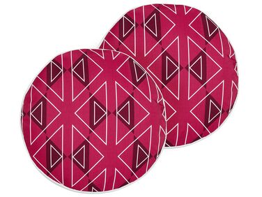 Gartenkissen 2er Set MEZZANO Geometrisches Muster 40 x 40 cm Rosa