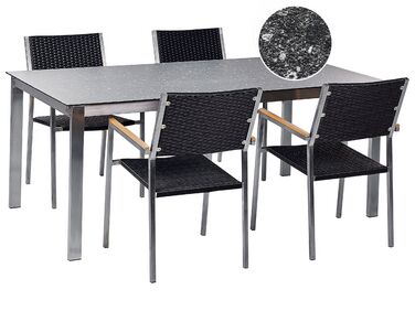 Gartenmöbel Set 4-Sitzer COSOLETO/GROSSETO Schwarz Sicherheitsglas Granit Optik