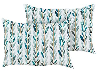 Gartenkissen 2er Set LOANO Pflanzenmuster 40 x 60 cm Grün