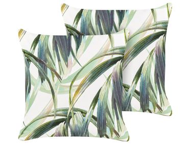 Gartenkissen 2er Set CALDERINA Pflanzenmuster 45 x 45 cm Grün