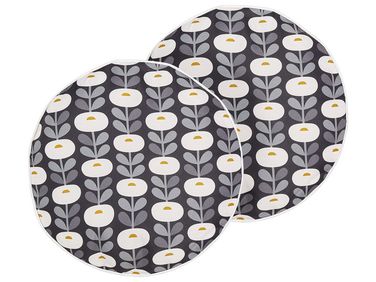 Gartenkissen 2er Set VALSORDA Geometrisches Muster 40 x 40 cm Grau