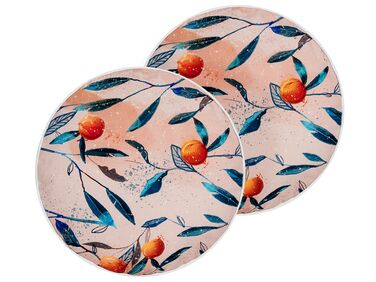 Gartenkissen 2er Set PIALPETTA Pflanzenmuster 40 x 40 cm Orange