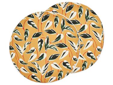 Gartenkissen 2er Set TAGGIA Pflanzenmuster 40 x 40 cm Gelb