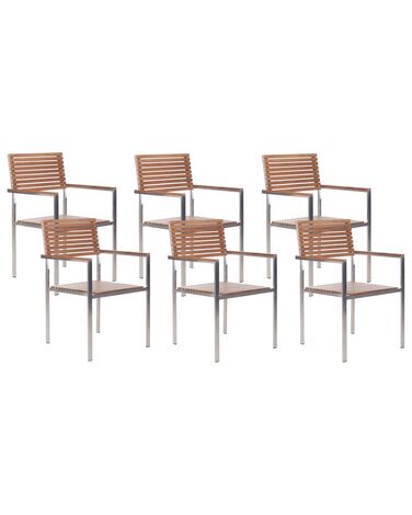 Gartenstuhl 6er Set VIAREGGIO zertifiziertes Teakholz Braun