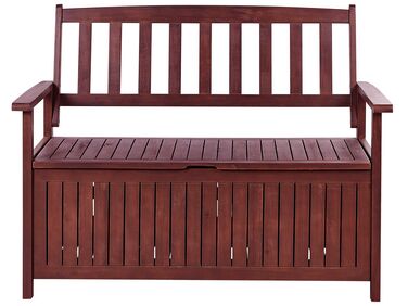 Gartenbank SOVANA 120 cm mit Stauraum Akazienholz Dunkelrot