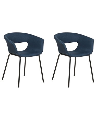 Esszimmerstuhl 2er Set ELMA Stoff Dunkelblau