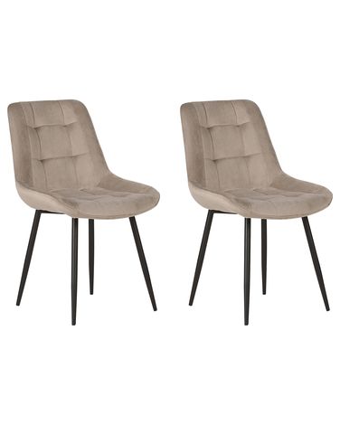 Esszimmerstuhl 2er Set MELROSE Samtstoff Taupe