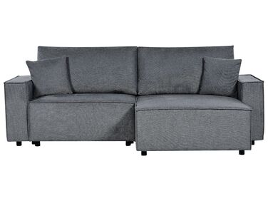 Eckschlafsofa 3-Sitzer KARILA Stoff Dunkelgrau mit Stauraum linksseitig