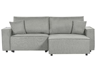 Eckschlafsofa 3-Sitzer KARILA Stoff Grau mit Stauraum linksseitig