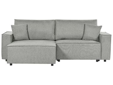 Eckschlafsofa 3-Sitzer KARILA Stoff Grau mit Stauraum rechtsseitig