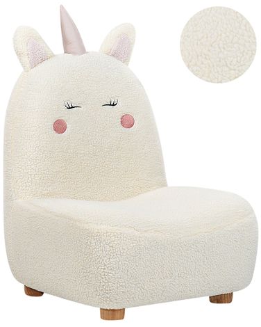 Kindersessel Einhorn LULEA Bouclé Cremeweiß