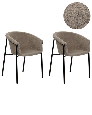 Esszimmerstuhl 2er Set AMES Bouclé Taupe