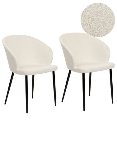 Esszimmerstuhl 2er Set MASON Bouclé Cremeweiß