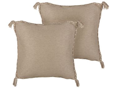 Dekokissen 2er Set ERIGERON Jute 45 x 45 cm Beige Ohne Muster