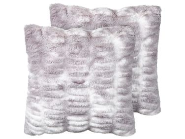 Dekokissen 2er Set MACODES Webpelz 45 x 45 cm Hellgrau Ohne Muster