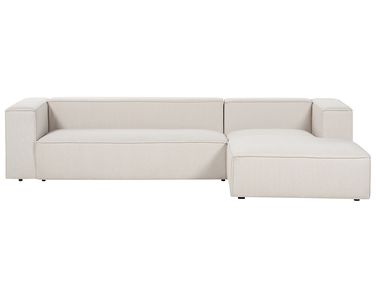 Ecksofa 3-Sitzer VERNON Stoff Hellbeige linksseitig