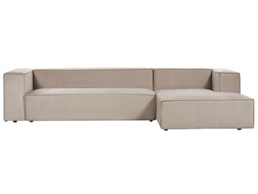 Ecksofa 3-Sitzer VERNON Samtstoff Taupe linksseitig
