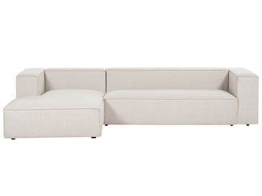 Ecksofa 3-Sitzer VERNON Stoff Hellbeige rechtsseitig