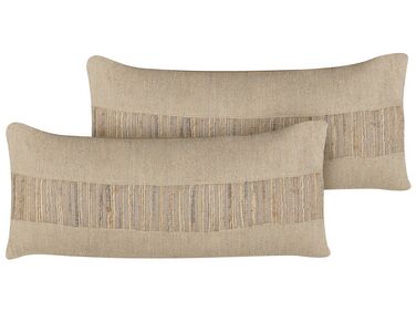 Dekokissen 2er Set LUINA Jute 30 x 70 cm Beige Ohne Muster