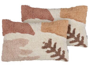 Dekokissen 2er Set CAMASSIA Baumwolle 30 x 50 cm Beige Abstraktes Muster