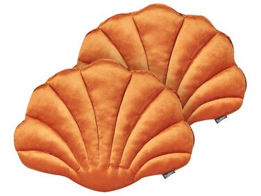 Dekokissen 2er Set CONSOLIDA Samtstoff 47 x 35 cm Orange Ohne Muster