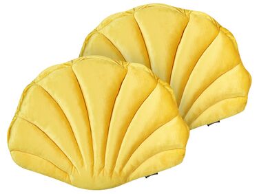 Dekokissen 2er Set CONSOLIDA Samtstoff 47 x 35 cm Gelb Ohne Muster
