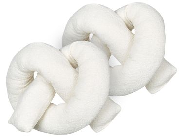 Dekokissen 2er Set GLADIOLUS Bouclé 172 x 14 cm Cremeweiß Ohne Muster