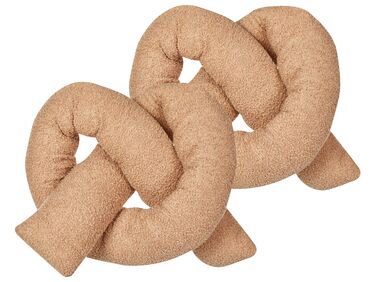 Dekokissen 2er Set GLADIOLUS Bouclé 172 x 14 cm Hellbraun Ohne Muster