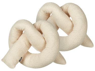 Dekokissen 2er Set GLADIOLUS Bouclé 172 x 14 cm Beige Ohne Muster