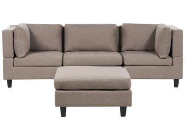 Modular Sofa 3 Seater UNSTAD Brown Fabric with Ottoman