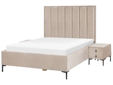 Bedroom Set SEZANNE Velvet Taupe 140 x 200 cm (EU Double)
