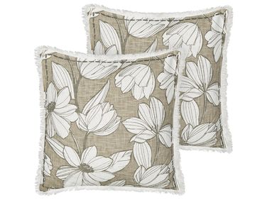 Dekokissen 2er Set CYANOTIS Baumwolle 45 x 45 cm Grün Blumenmuster