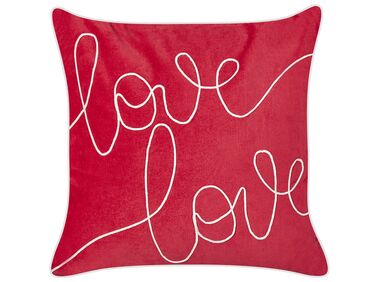 Dekokissen SIDERASIS Samtstoff 45 x 45 cm Rot Mit Aufschrift