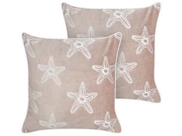 Dekokissen 2er Set CERAMIUM Samtstoff 45 x 45 cm Pastellrosa Blumenmuster