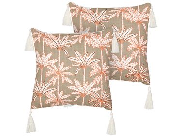 Dekokissen 2er Set MELOBESIA Baumwolle 45 x 45 cm Bunt Pflanzenmuster