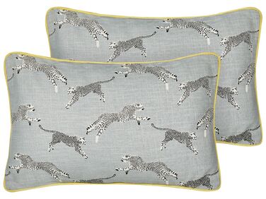 Dekokissen 2er Set ARALES Baumwolle 30 x 50 cm Hellgrau Tiermuster