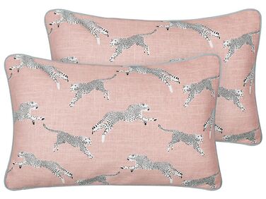 Dekokissen 2er Set ARALES Baumwolle 30 x 50 cm Pastellrosa Tiermuster
