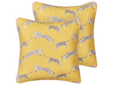 Dekokissen 2er Set ARALES Baumwolle 45 x 45 cm Gelb Tiermuster