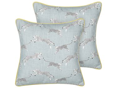 Dekokissen 2er Set ARALES Baumwolle 45 x 45 cm Hellgrau Tiermuster