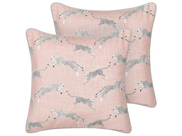 Dekokissen 2er Set ARALES Baumwolle 45 x 45 cm Pastellrosa Tiermuster