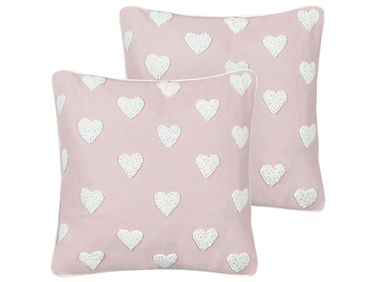 Dekokissen 2er Set GAZANIA Baumwolle 45 x 45 cm Pastellrosa