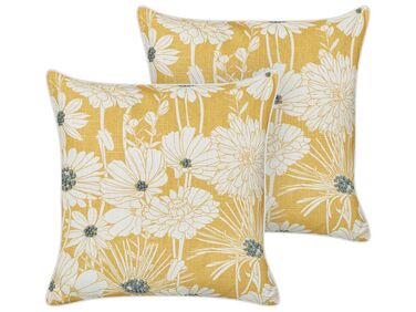 Dekokissen 2er Set SCIRPUS Baumwolle 45 x 45 cm Gelb Blumenmuster