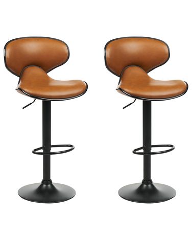Set mit 2 Barstühlen CONWAY Kunstleder drehbar Goldbraun