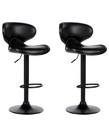 Set mit 2 Barstühlen CONWAY Kunstleder drehbar Schwarz
