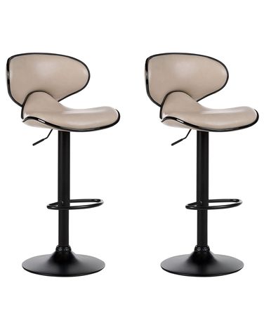 Set mit 2 Barstühlen CONWAY Kunstleder drehbar Hellbeige