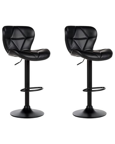 Set mit 2 Barstühlen VALETTA Kunstleder drehbar Schwarz