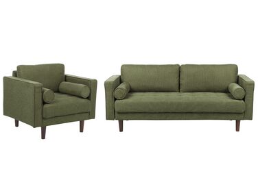 Living Room Set 4 Seater NURMO Fabric Dark Green