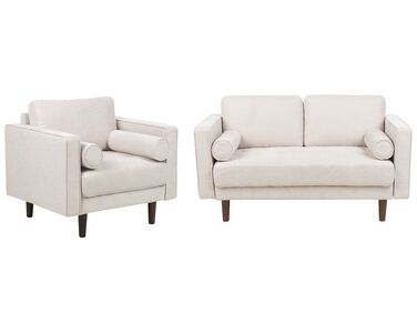 Living Room Set 3 Seater NURMO Fabric Light Beige