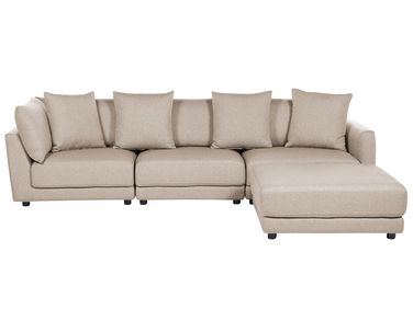 Sofa 3-Sitzer SIGTUNA Stoff Beige mit Ottomane
