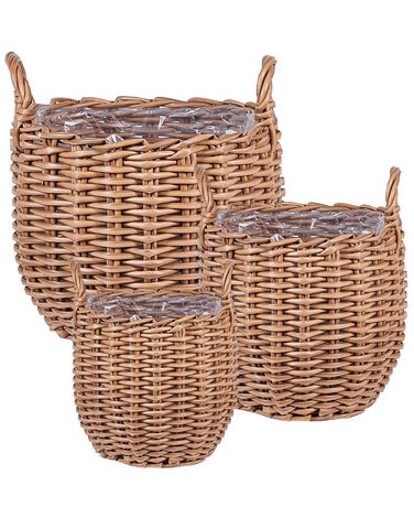 Blumenkorb 3er Set AUCUBA 26/34/44 cm Hellbraun